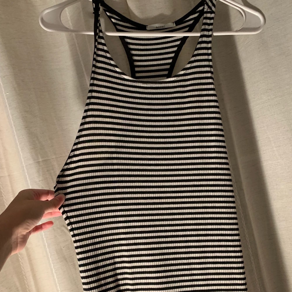 Black and white striped bodycon dress - large
